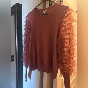 Ruffled Sleeve Sweater in Rust
